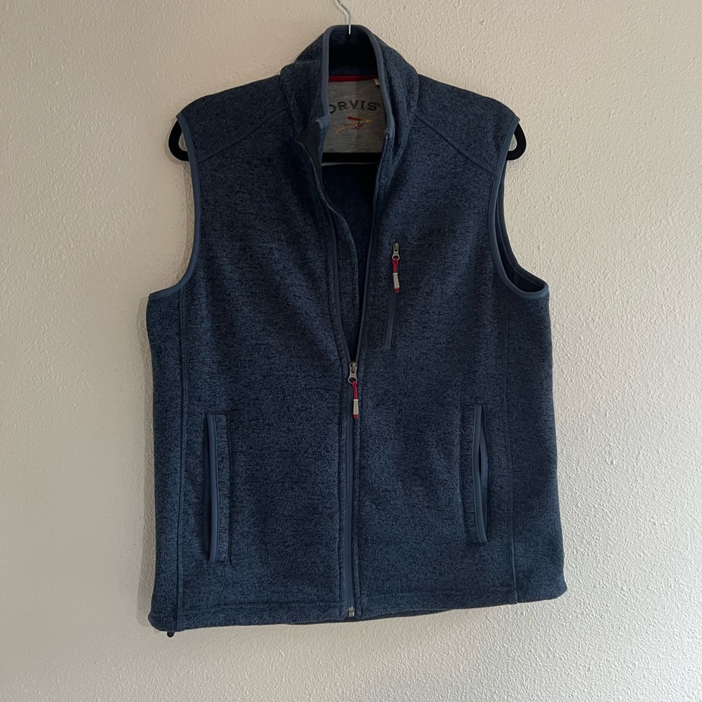 Orvis blue knit Vest, Outdoor Style, men’s medium